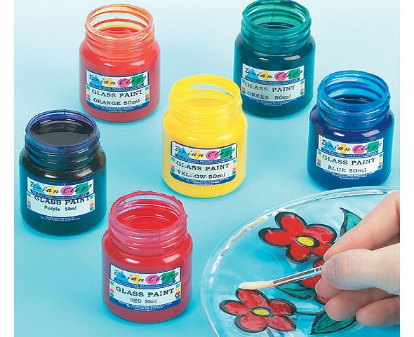 Glass Paint Pots - Set of 6