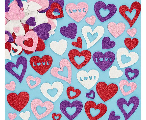 Heart Glitter Foam Stickers - Pack of 120