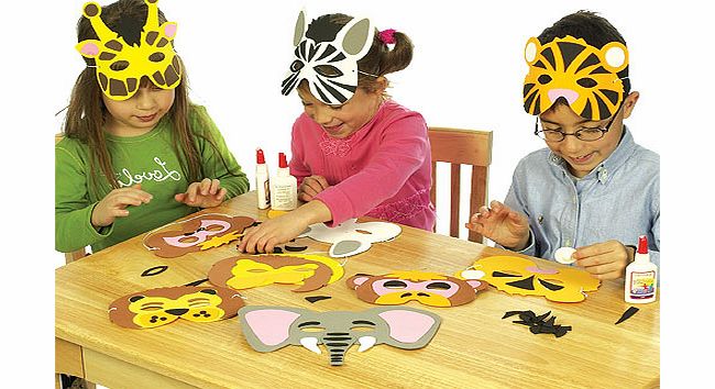 Jungle Animal Foam Mask Craft Kits - Pack of 6