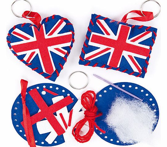 Union Jack Keyring Kits - Pack of 3