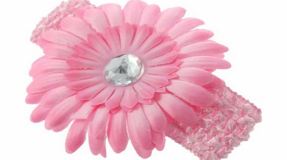 YKS Baby Girl child baby soft infant youth accessory toddler apparel head hair band Crystal Daisy Jewel Gerbera Flower bow bows Hair Clip   Crochet Headband Set (3#)