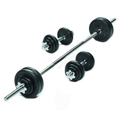 York 50Kg Cast Iron Spinlock Barbell/Dumbell Set (2433 - 50kg Bar/Dumbell Kit)