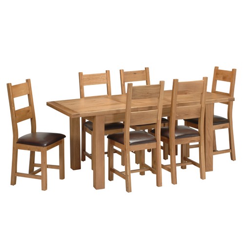 York Oak Small Dining Set with 6 PU Seat Pad