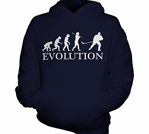 York Street Ice Hockey Evolution of Man - Kids Hoodie - Boys/Girls/Childrens, Age 9-11, Colour Blueberry Bean