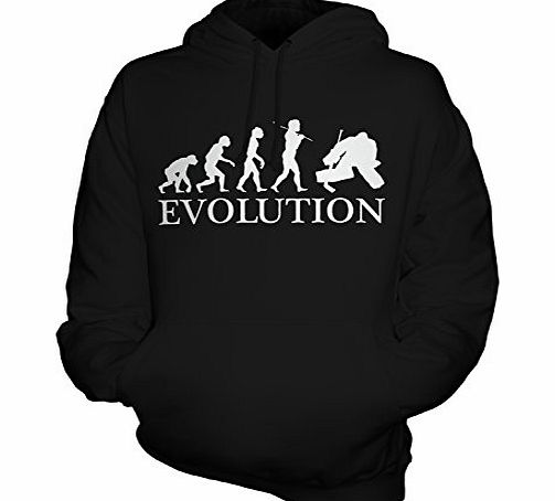 York Street Ice Hockey Goalkeeper Evolution of Man - Unisex Hoodie - Mens/Womens/Ladies, Size Large, Colour Licquorice