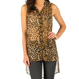 Young Fashion Womens AOP Blouse Brown Multi