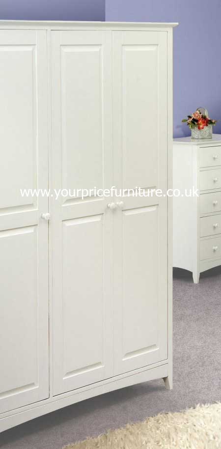 Cameo White Shaker Style 3 Door Wardrobe