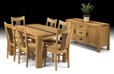 Cotswold Oak and Walnut Dining Set By Julian Bowen