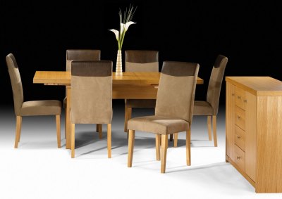 Vogue Oak, Faux Suede and Faux Leather Dining Set By Julian Bowen