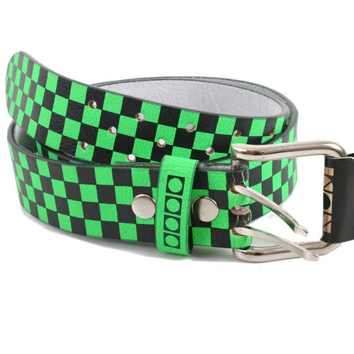 Yuki 7 Mens Yuki 7 Checker Leather Belt Green