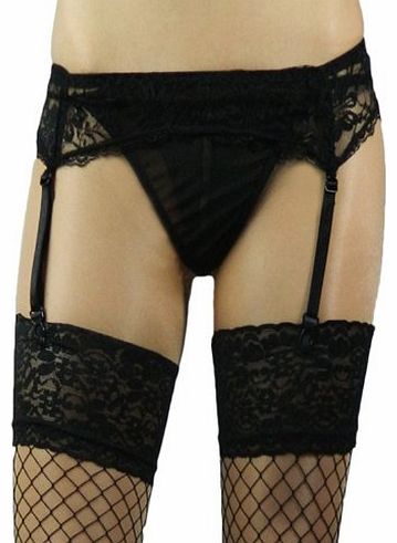 Yummy Bee Sexy Lingerie Lace Suspender Garter Belt Plus Size 6 8 10 12 14 16 18 20 22 Fishnet Stockings Black Red White Bridal (Black; 18/22)