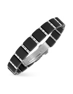 Men` Rubber and Stainless Steel Link Bracelet