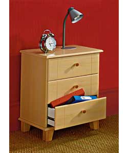 Zak 3 Drawer Bedside Chest - Birch Finish