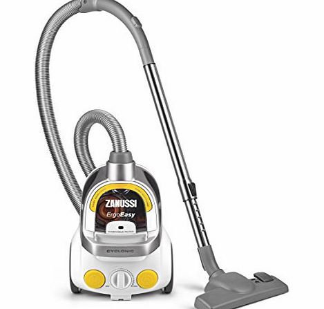 Zanussi ZAN7620EL Ergo Easy All Floor Cyclonic Bag Less Cylinder Vacuum Cleaner, 1550 Watt, White/ Yellow