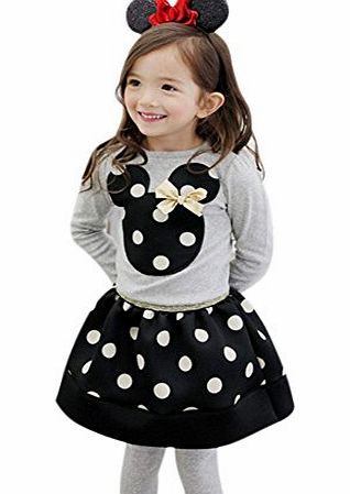 Zeagoo 2pcs Baby Girls Top T-shirt Skirt Dress Tutu Princess Clothes Set Suit Black