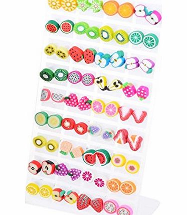 Zeagoo 36 Pairs Polymer Clay Fruits Earrings Studs Women Girl Cute Ear Nail Gift