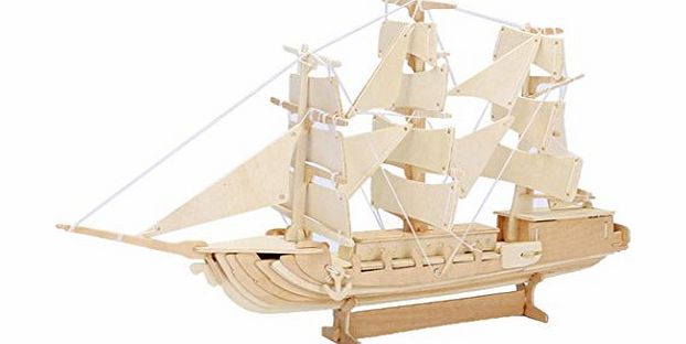 Zeagoo New Children Kids Educational Woodcraft Construction Kit Sailing Ship