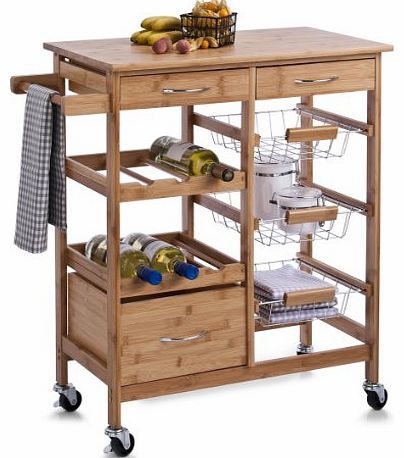 Zeller Present Handels GmbH Zeller 13775 Kitchen Trolley with Bamboo Top 66 x 38 x 84 Bamboo