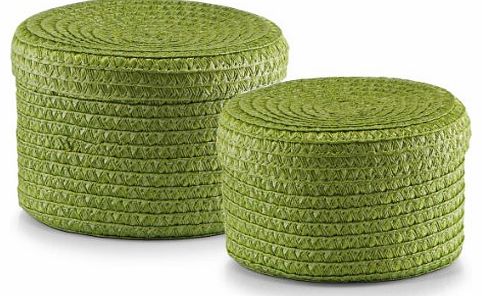 Zeller Present Handels GmbH Zeller 14120 2-Piece 16 x 10/ 17 x 12 cm Basket Set with Lids Round Polypropylene Green