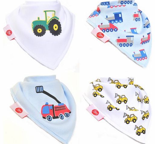 Zippy Fun Bandana Bib (Brum Brum! Dribble Bib set) (Pack of 4)