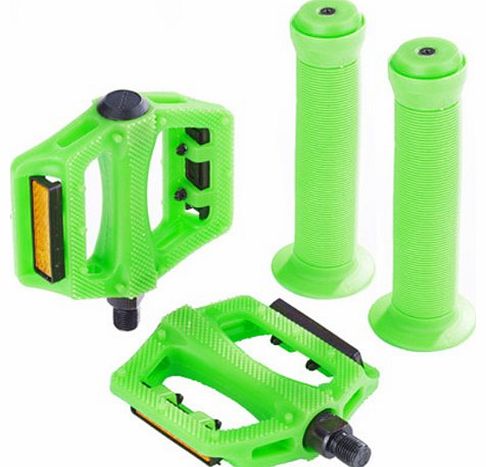 Zombie BMX Bike 1/2`` Pedals & 22.2mm Handlebar Grips Set - Green