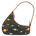 Zoon Textile and Leather Slanted Hobo Bag