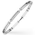 Men` Polished Stainless Steel Open Bar Link Bracelet