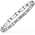 Men` Stainless Steel and 18K Gold Link Bracelet