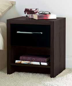 zurich 1 Drawer Bedside Chest - Walnut and Black