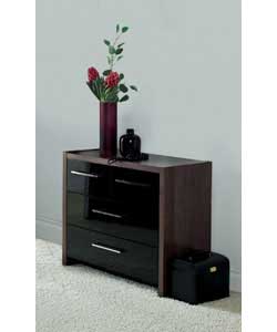 Zurich 2 Wide 2 Narrow Drawer Chest - Walnut and Black