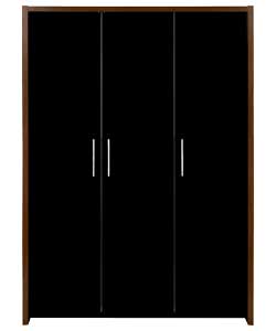 zurich 3 Door Robe - Walnut and Black Gloss