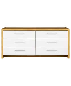 zurich 6 Drawer Chest - Oak and White Gloss