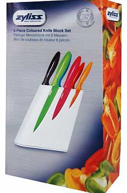 6 Piece Non Stick Coloured Knife Block