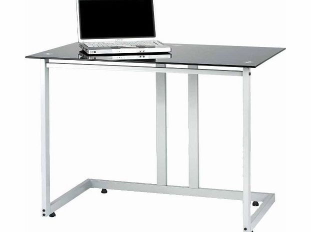 Zyon ZB600 Contemporary Black Glass amp; Aluminium Computer PC Office Workstation Desk