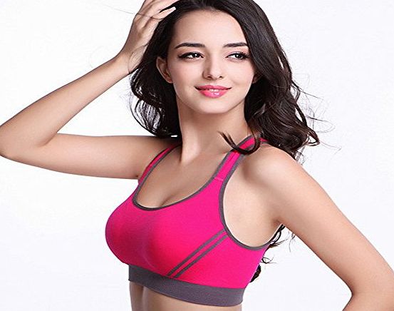 zyurong �Sexy Womens Shock Absorber Sport Yoga Run Bra Padded Underwear Running Jogging Fitness Exercise Pad Racer Tank Crop Top Aerobics Dance Vest (HotPink, M)